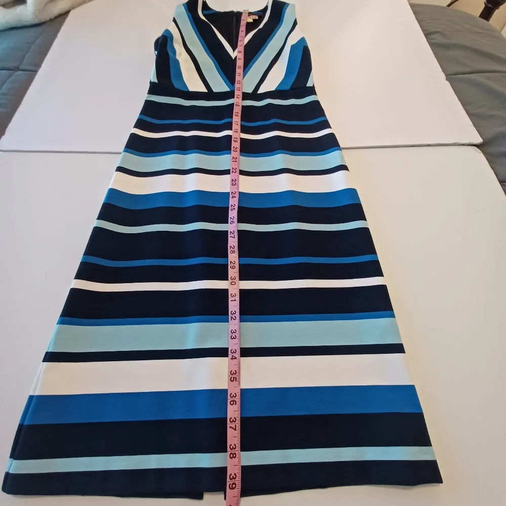 Banana Republic Ponte Blue Stripe Sheath Dress Women's Sz 6 - Picture 7 of 8